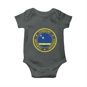 Curaçao Football Pride Circular Crest Vintage Baby Onesie Curacao Flag Soccer Fans Graphic