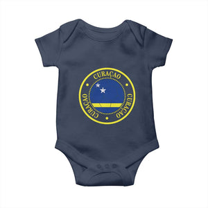 Curaçao Football Pride Circular Crest Vintage Baby Onesie Curacao Flag Soccer Fans Graphic
