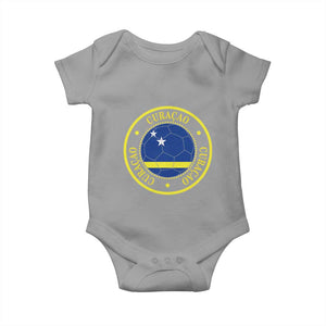 Curaçao Football Pride Circular Crest Vintage Baby Onesie Curacao Flag Soccer Fans Graphic