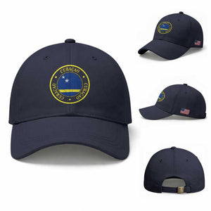 Curaçao Football Pride Circular Crest Vintage Baseball Cap Curacao Flag Soccer Fans Graphic