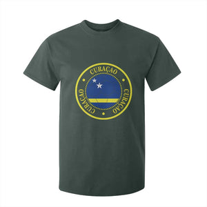 Curaçao Football Pride Circular Crest Vintage T Shirt For Kid Curacao Flag Soccer Fans Graphic