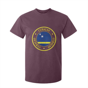 Curaçao Football Pride Circular Crest Vintage T Shirt For Kid Curacao Flag Soccer Fans Graphic