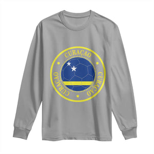 Curaçao Football Pride Circular Crest Vintage Long Sleeve Shirt Curacao Flag Soccer Fans Graphic