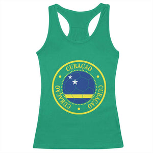 Curaçao Football Pride Circular Crest Vintage Racerback Tank Top Curacao Flag Soccer Fans Graphic