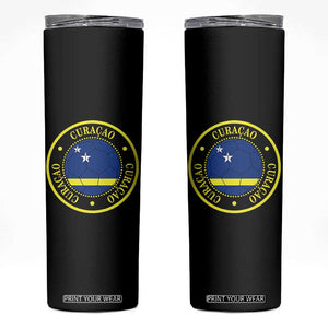 Curaçao Football Pride Circular Crest Vintage Skinny Tumbler Curacao Flag Soccer Fans Graphic
