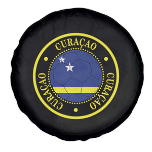 Curaçao Football Pride Circular Crest Vintage Spare Tire Cover Curacao Flag Soccer Fans Graphic