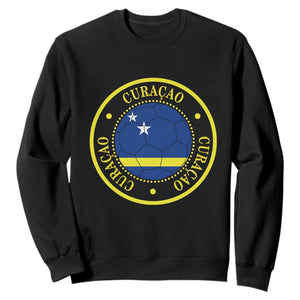 Curaçao Football Pride Circular Crest Vintage Sweatshirt Curacao Flag Soccer Fans Graphic