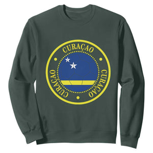 Curaçao Football Pride Circular Crest Vintage Sweatshirt Curacao Flag Soccer Fans Graphic