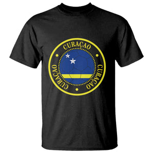 Curaçao Football Pride Circular Crest Vintage T Shirt Curacao Flag Soccer Fans Graphic