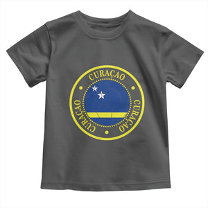 Curaçao Football Pride Circular Crest Vintage Toddler T Shirt Curacao Flag Soccer Fans Graphic