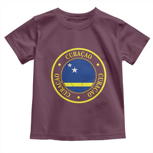 Curaçao Football Pride Circular Crest Vintage Toddler T Shirt Curacao Flag Soccer Fans Graphic