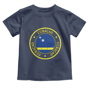 Curaçao Football Pride Circular Crest Vintage Toddler T Shirt Curacao Flag Soccer Fans Graphic