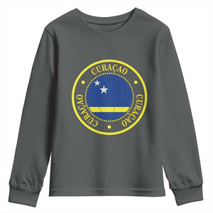 Curaçao Football Pride Circular Crest Vintage Youth Sweatshirt Curacao Flag Soccer Fans Graphic