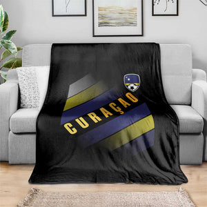 Curaçao Soccer Flag Stripe Jersey Style Throw Blanket Football Fans Pride Support
