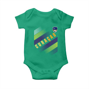 Curaçao Soccer Flag Stripe Jersey Style Baby Onesie Football Fans Pride Support