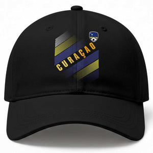 Curaçao Soccer Flag Stripe Jersey Style Baseball Cap Football Fans Pride Support