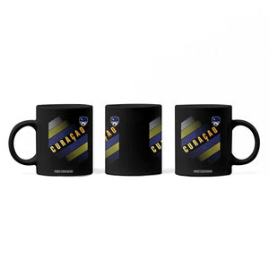 Curaçao Soccer Flag Stripe Jersey Style Coffee Mug Football Fans Pride Support