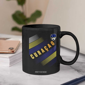 Curaçao Soccer Flag Stripe Jersey Style Coffee Mug Football Fans Pride Support