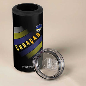 Curaçao Soccer Flag Stripe Jersey Style 4 in 1 Can Cooler Tumbler Football Fans Pride Support