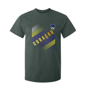 Curaçao Soccer Flag Stripe Jersey Style T Shirt For Kid Football Fans Pride Support
