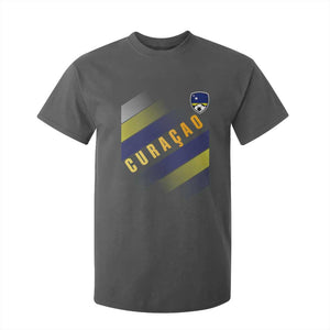 Curaçao Soccer Flag Stripe Jersey Style T Shirt For Kid Football Fans Pride Support