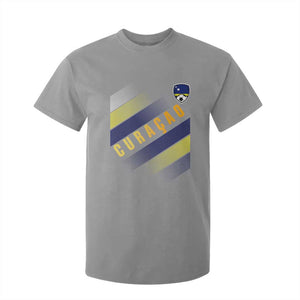 Curaçao Soccer Flag Stripe Jersey Style T Shirt For Kid Football Fans Pride Support