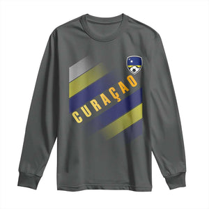 Curaçao Soccer Flag Stripe Jersey Style Long Sleeve Shirt Football Fans Pride Support
