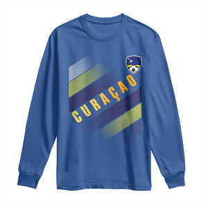 Curaçao Soccer Flag Stripe Jersey Style Long Sleeve Shirt Football Fans Pride Support