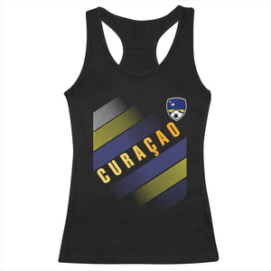 Curaçao Soccer Flag Stripe Jersey Style Racerback Tank Top Football Fans Pride Support