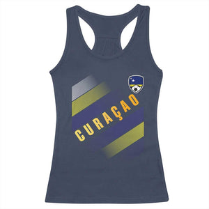 Curaçao Soccer Flag Stripe Jersey Style Racerback Tank Top Football Fans Pride Support