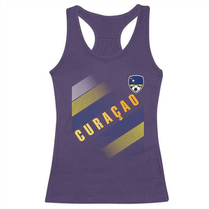 Curaçao Soccer Flag Stripe Jersey Style Racerback Tank Top Football Fans Pride Support
