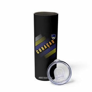 Curaçao Soccer Flag Stripe Jersey Style Skinny Tumbler Football Fans Pride Support
