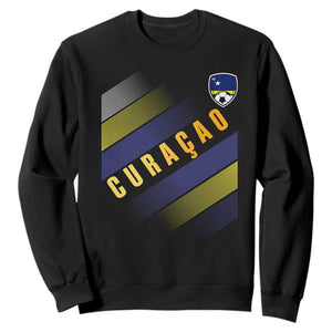Curaçao Soccer Flag Stripe Jersey Style Sweatshirt Football Fans Pride Support
