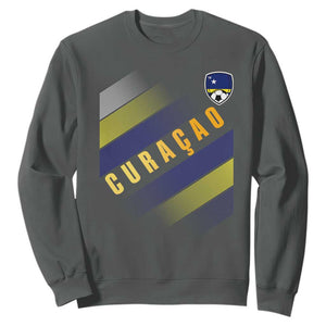 Curaçao Soccer Flag Stripe Jersey Style Sweatshirt Football Fans Pride Support
