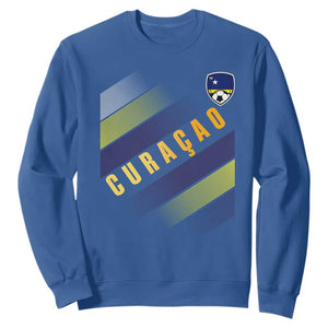 Curaçao Soccer Flag Stripe Jersey Style Sweatshirt Football Fans Pride Support