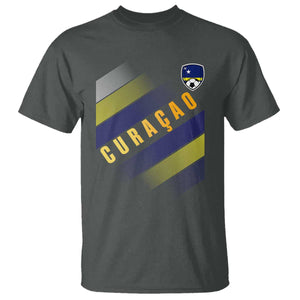 Curaçao Soccer Flag Stripe Jersey Style T Shirt Football Fans Pride Support