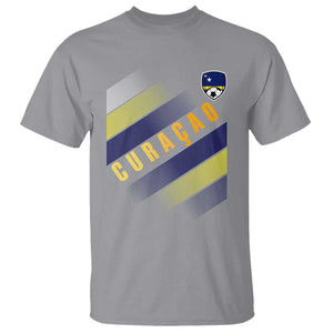 Curaçao Soccer Flag Stripe Jersey Style T Shirt Football Fans Pride Support