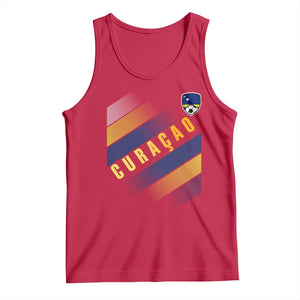 Curaçao Soccer Flag Stripe Jersey Style Tank Top Football Fans Pride Support