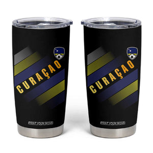 Curaçao Soccer Flag Stripe Jersey Style Tumbler Cup Football Fans Pride Support