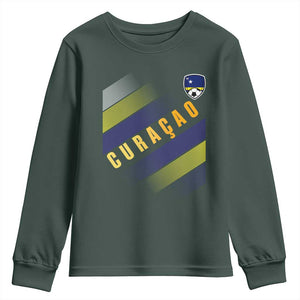 Curaçao Soccer Flag Stripe Jersey Style Youth Sweatshirt Football Fans Pride Support