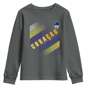 Curaçao Soccer Flag Stripe Jersey Style Youth Sweatshirt Football Fans Pride Support