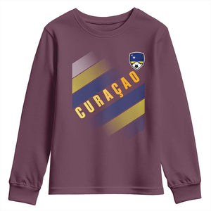 Curaçao Soccer Flag Stripe Jersey Style Youth Sweatshirt Football Fans Pride Support
