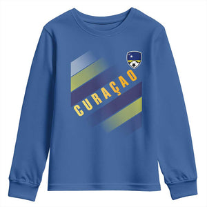 Curaçao Soccer Flag Stripe Jersey Style Youth Sweatshirt Football Fans Pride Support
