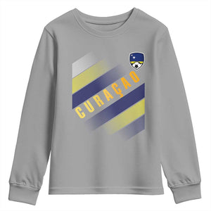Curaçao Soccer Flag Stripe Jersey Style Youth Sweatshirt Football Fans Pride Support