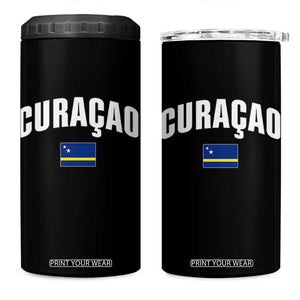 Curaçao National Flag Classic Heritage 4 in 1 Can Cooler Tumbler Caribbean Pride Souvenir