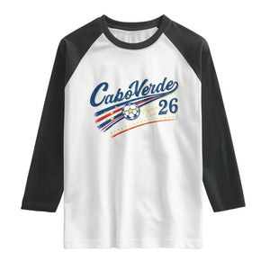 Cabo Verde Soccer Club 26 National Pride Raglan Shirt Cape Verde Football Fans Retro Sporty Est. 2026 TS02 White Black Print Your Wear