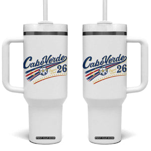 Cabo Verde Soccer Club 26 National Pride Tumbler With Handle Cape Verde Football Fans Retro Sporty Est. 2026 TS02 One Size: 40 oz White Print Your Wear