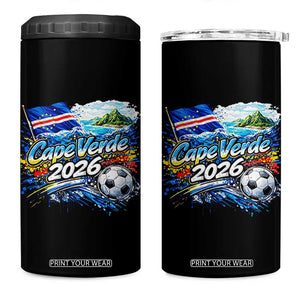 Cape Verde Soccer 2026 Island Flag 4 in 1 Can Cooler Tumbler Cabo Verde Football Team Fans Tropical Pride Gift TS02 One Size: 16 oz Black Print Your Wear