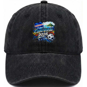 Cape Verde Soccer 2026 Island Flag Washed Cotton Baseball Cap Cabo Verde Football Team Fans Tropical Pride Gift