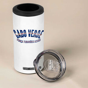 Forca Tubaroes Azuis Cabo Verde National Pride 4 in 1 Can Cooler Tumbler Cape Verde Football Fans Blue Sharks Heritage TS02 Print Your Wear
